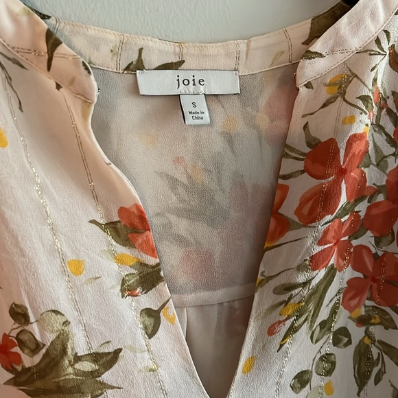 Joie silk floral flutter sleeve top with gold thread detail - Picture 2 of 7